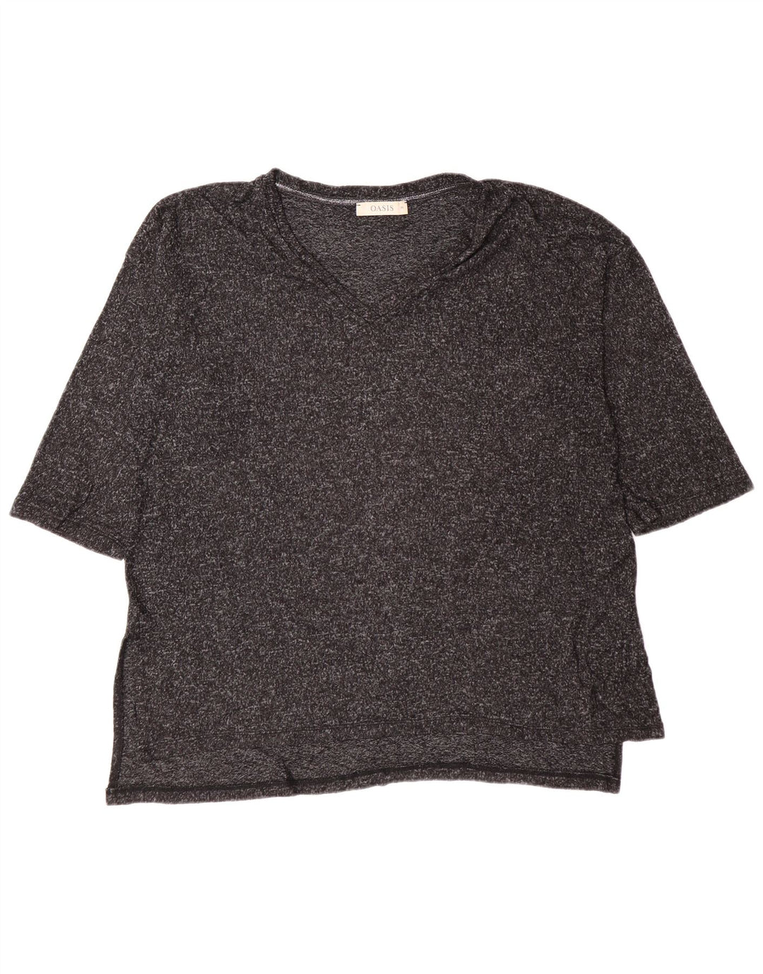 Oasis Womens T-Shirt Top UK 14 Medium Grey Flecked Viscose