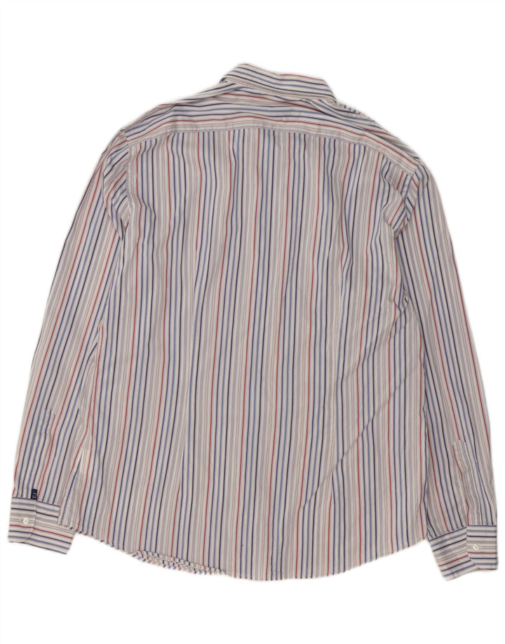 TRUSSARDI JEANS Mens Shirt XL Blue Striped Cotton