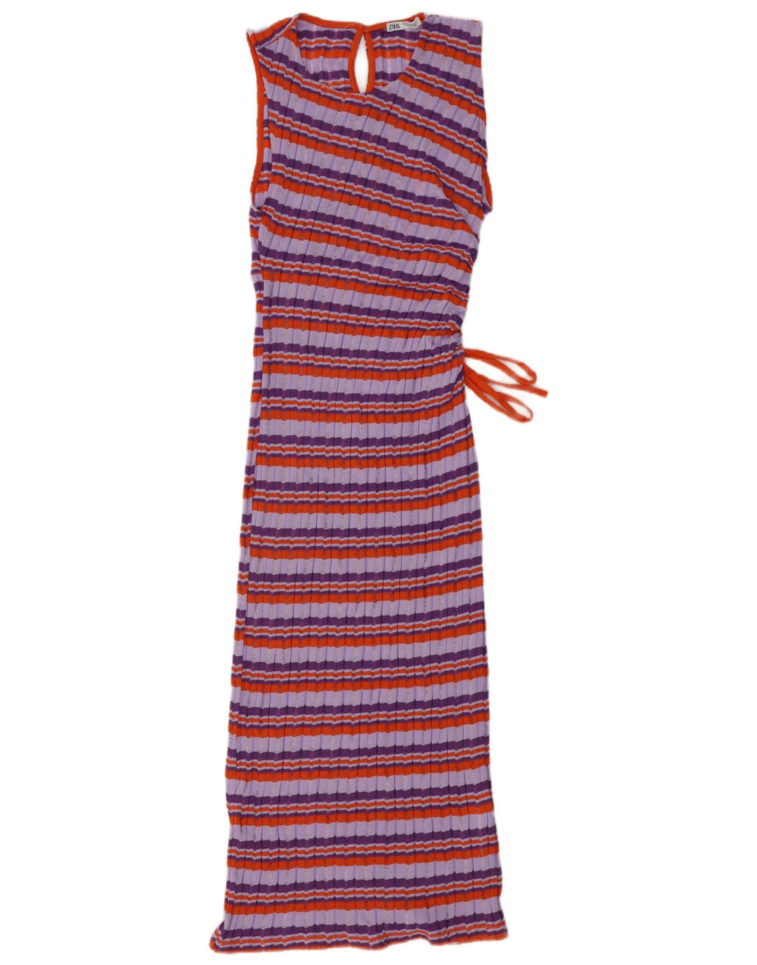 ZARA Womens Sleeveless Jumper Dress UK 12 Medium Purple Striped Polyester