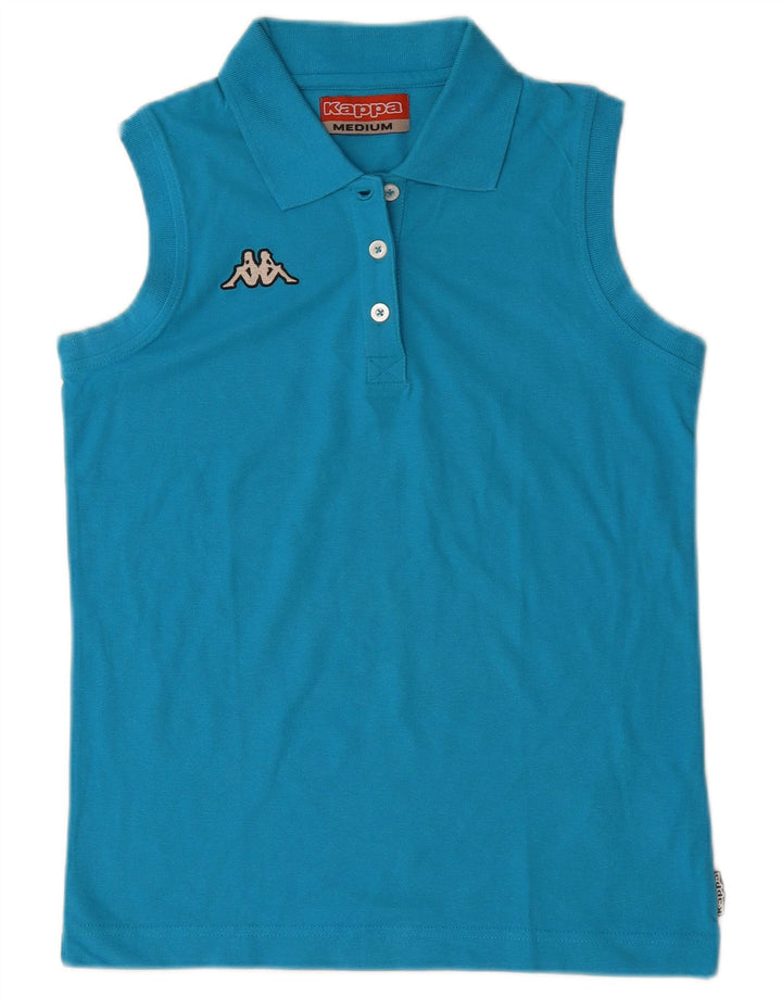 Kappa Womens Sleeveless Polo Shirt UK 12 Medium Blue Cotton