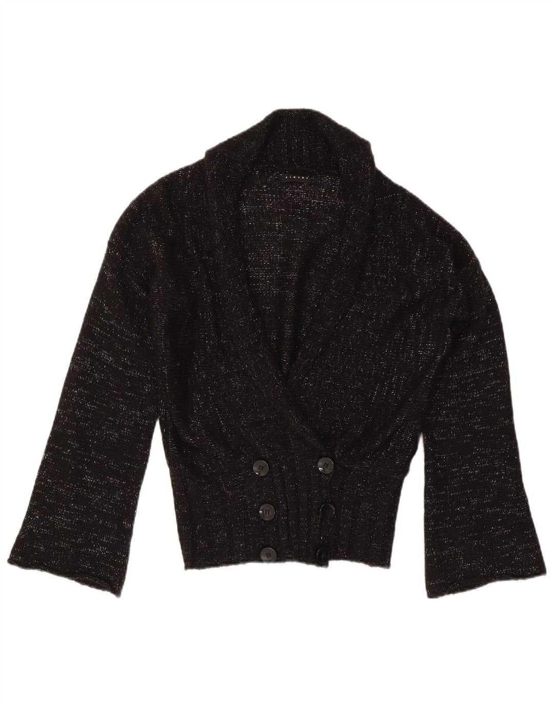 Sisley Womens Cardigan Sweater UK 14 Medium Black Flecked