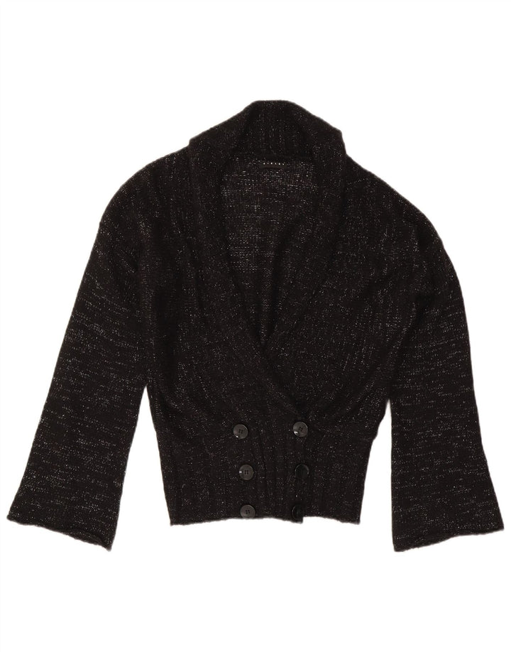Sisley Womens Cardigan Sweater UK 14 Medium Black Flecked