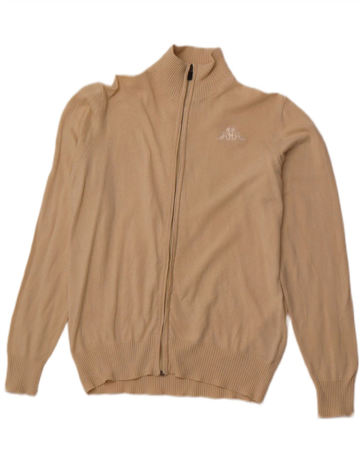 KAPPA Mens Cardigan Sweater Small Beige Cotton