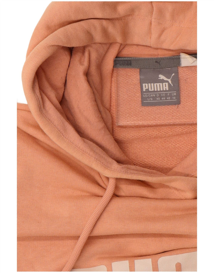 PUMA Womens Graphic Hoodie Jumper UK 14 Large Pink