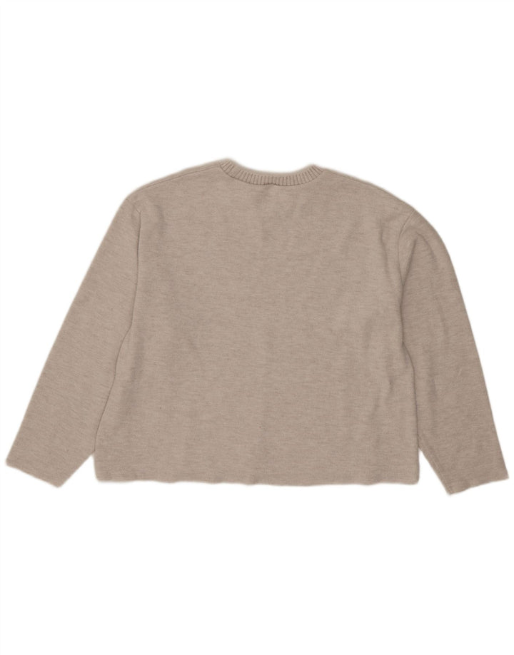 Zara Womens Crop Blouse Top UK 16 Large Beige Polyester