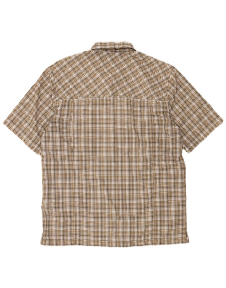 MC Kinley Mens Short Sleeve Shirt Medium Khaki Check Polyester