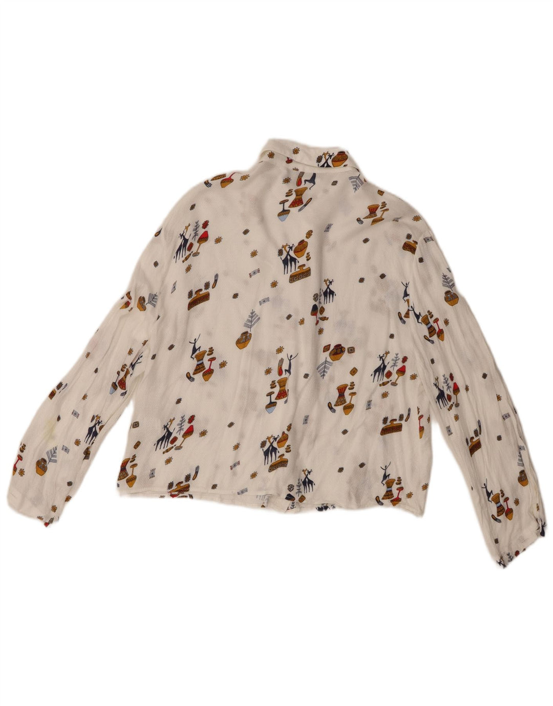 Zara Womens See Through Shirt UK 6 XS White Geometric Viscose