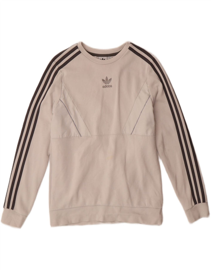 ADIDAS Boys Sweatshirt Jumper 13-14 Years White Cotton Vintage Adidas and Second-Hand Adidas from Messina Hembry 