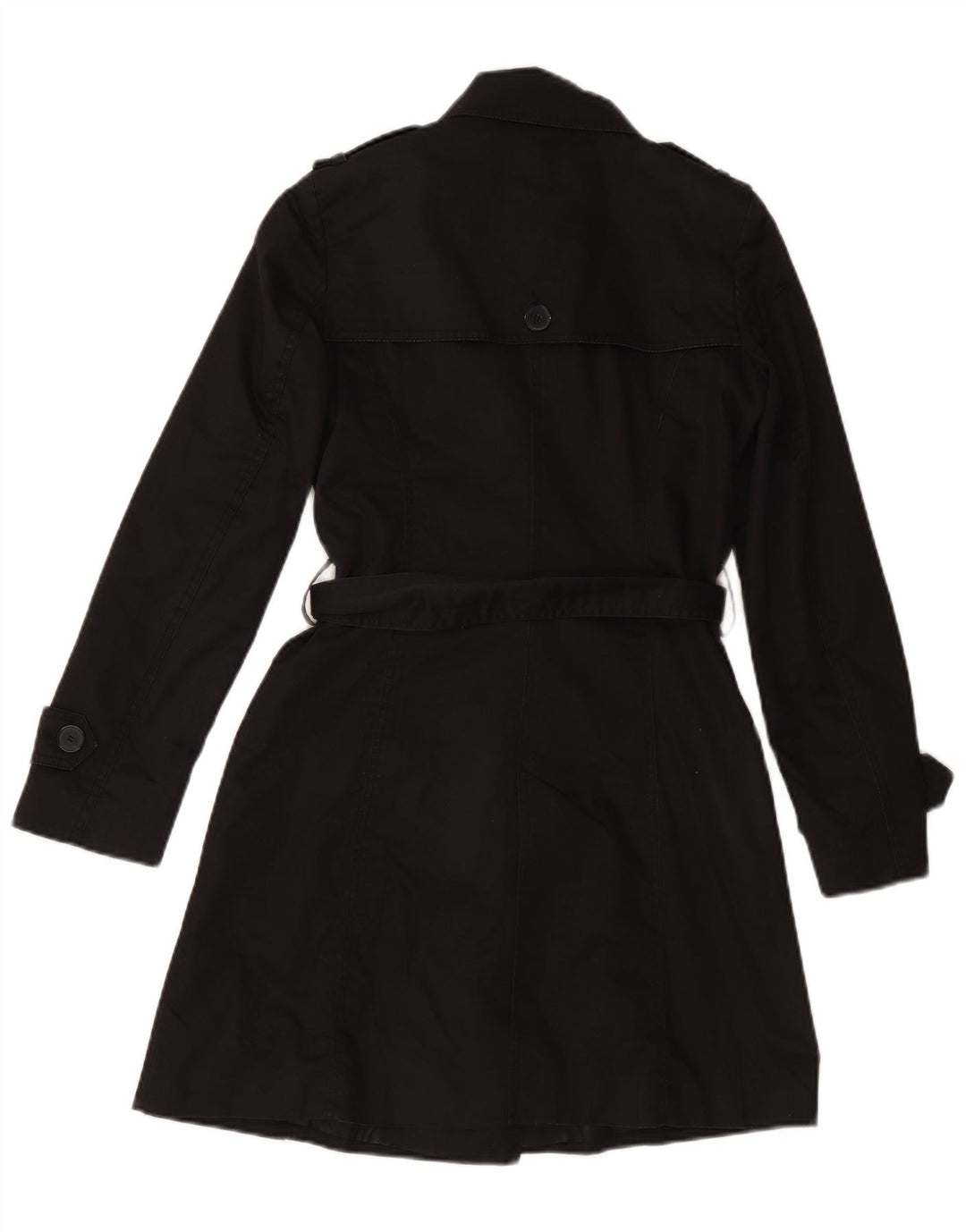ZARA Womens Trench Coat UK 6 XS Black Cotton