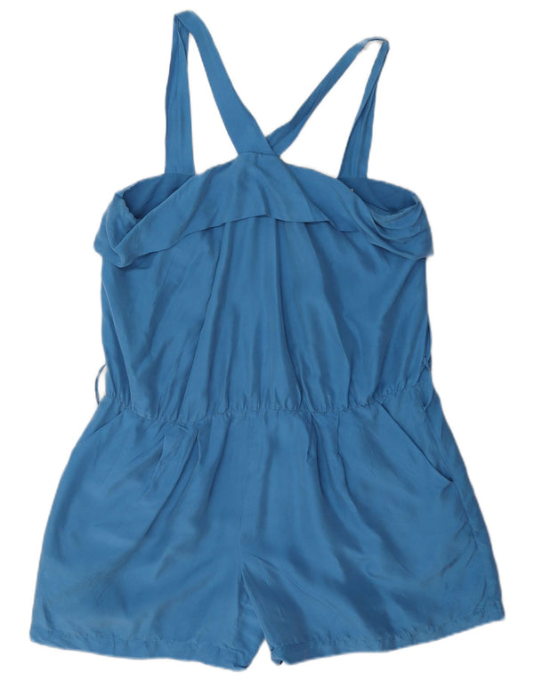 Reiss Womens Playsuit UK 12 Medium Blue Silk