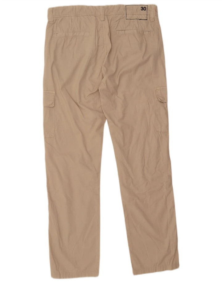 Sun68 Mens Straight Cargo Trousers W30 L30 Beige Cotton