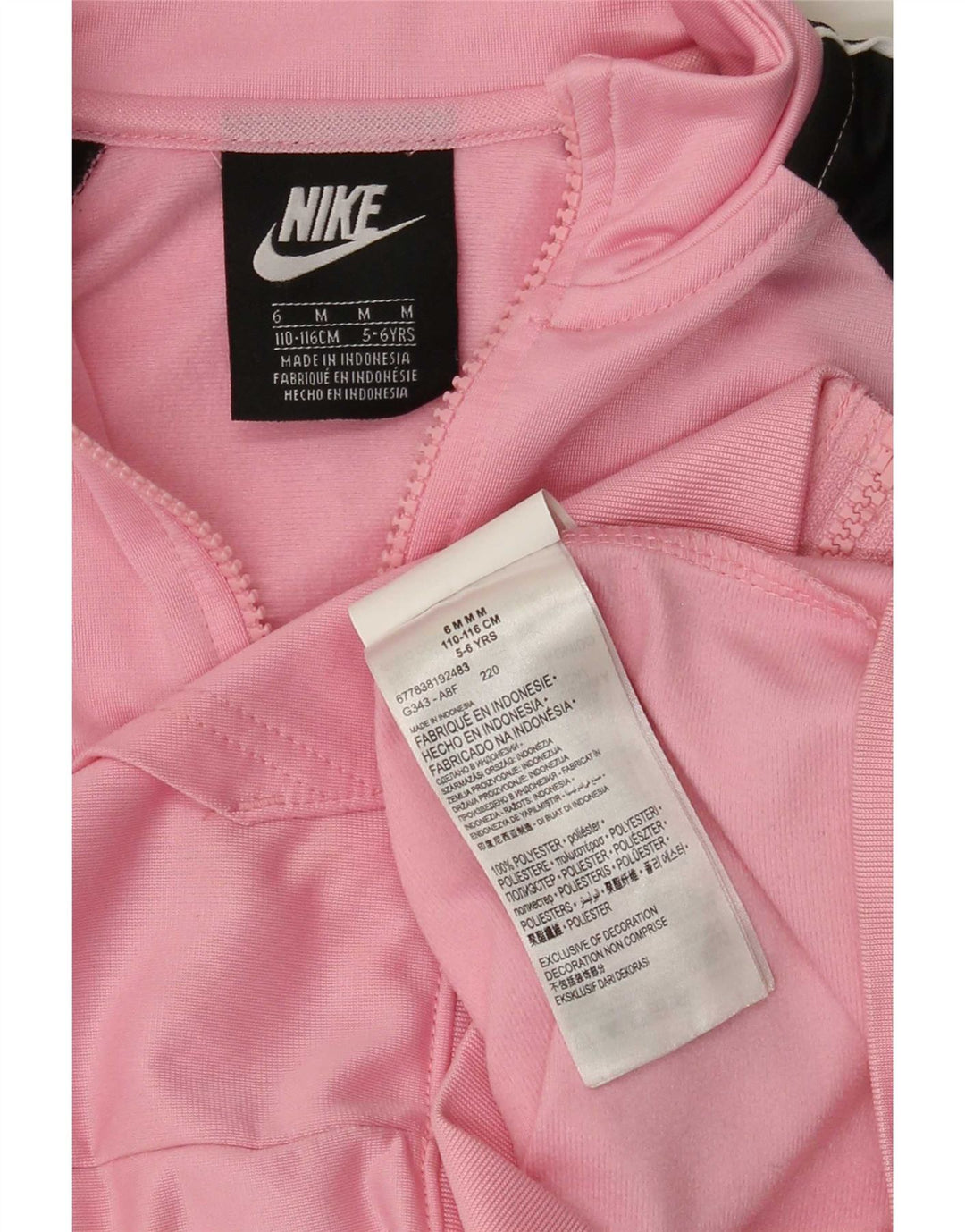 Nike Girls Tracksuit Top Jacket 5-6 Years Medium Pink Colourblock Polyester