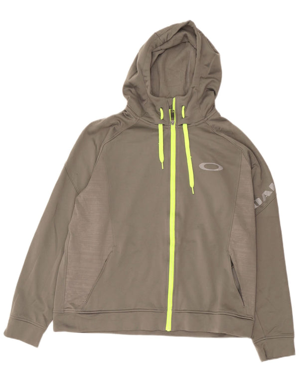 Oakley Mens Graphic Zip Hoodie Sweater XL Grey