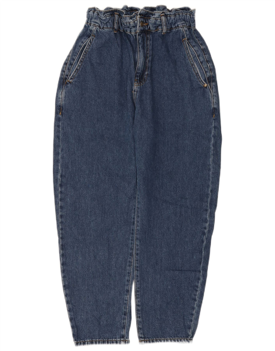 ZARA Womens Crop Loose Fit High Waist Jeans EU 38 Small W28 L25 Blue