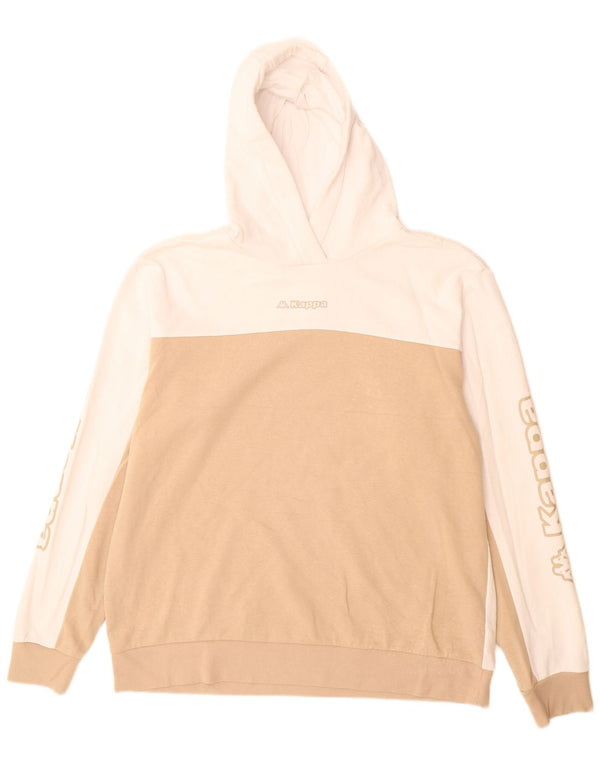 Kappa Mens Graphic Hoodie Jumper XL White Colourblock Cotton