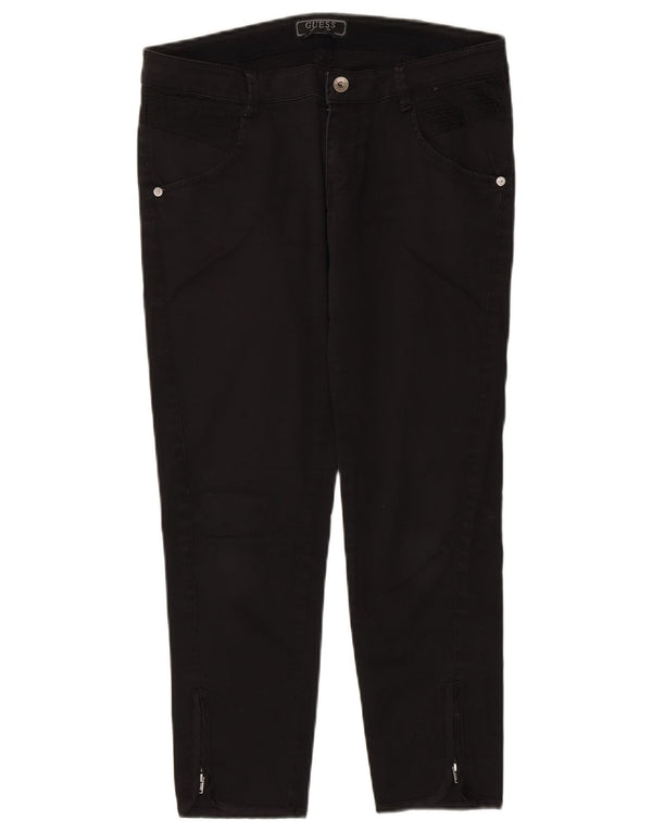 Guess Womens Cropped Trousers W30 L25 Black Cotton