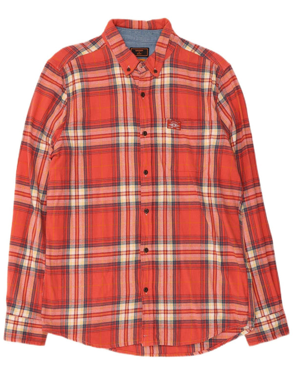 Superdry Mens Flannel Shirt XL Red Check Cotton