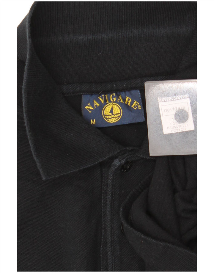 NAVIGARE Mens Polo Shirt Medium Black Cotton