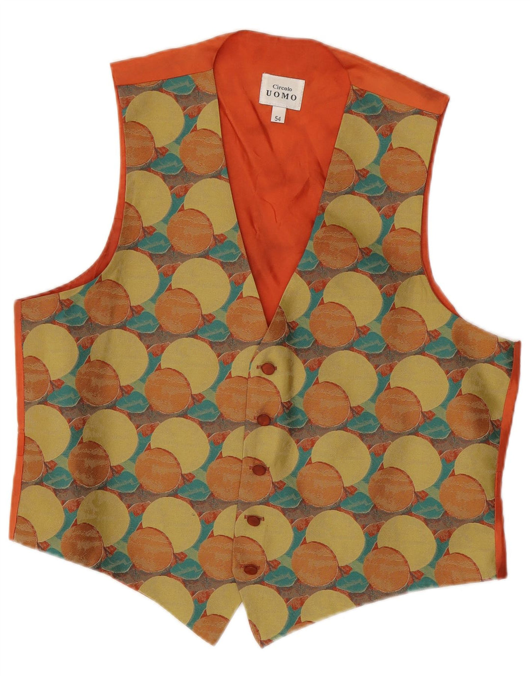 VINTAGE Mens Waistcoat IT 54 XL Multicoloured Geometric Polyester