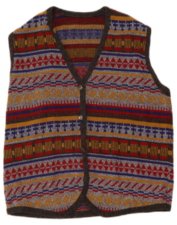 VINTAGE Womens Waistcoat UK 16 Large Multicoloured Fair Isle