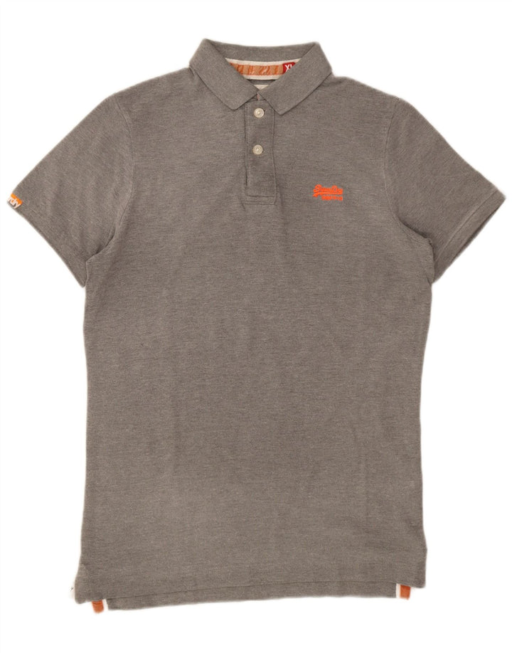 Superdry Mens Polo Shirt XL Grey Cotton