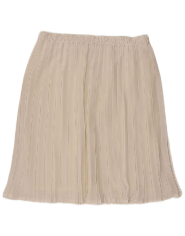 Vintage Womens Pleated Skirt W36 XL Off White Polyester
