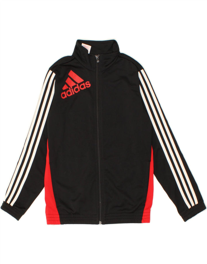 ADIDAS Boys Tracksuit Top Jacket 11-12 Years Black Colourblock Polyester Vintage Adidas and Second-Hand Adidas from Messina Hembry 