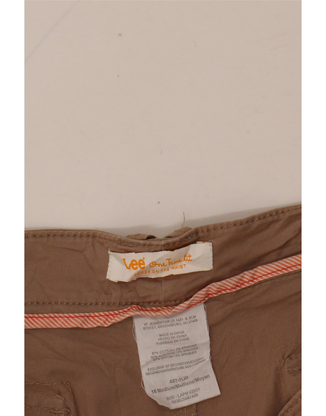 LEE Womens Chino Shorts US 16 2XL W38  Brown Cotton