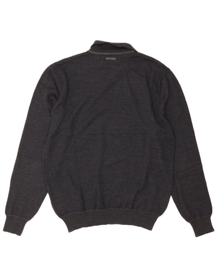 Marlboro Classics Mens Polo Neck Jumper Sweater Large Grey Wool