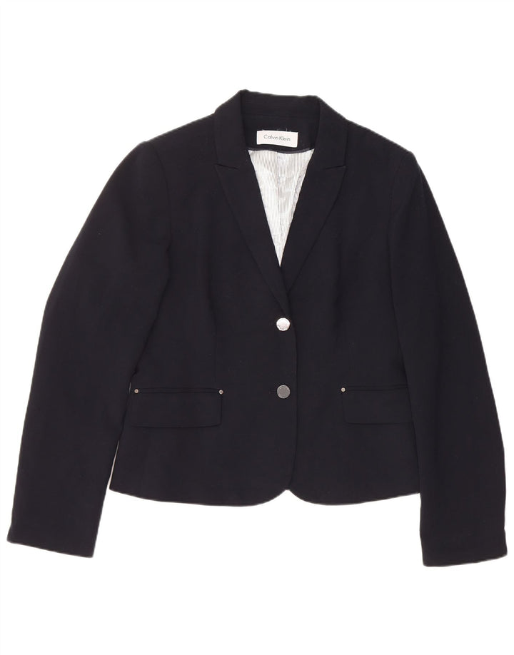 CALVIN KLEIN Womens 2 Button Blazer Jacket UK 14 Medium Navy Blue