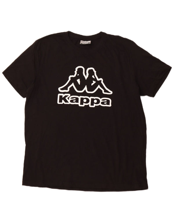 KAPPA Mens Graphic T-Shirt Top XL Black Cotton