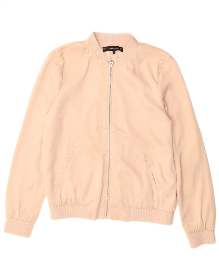 Zara Womens Bomber Jacket UK 10 Small Beige Polyester