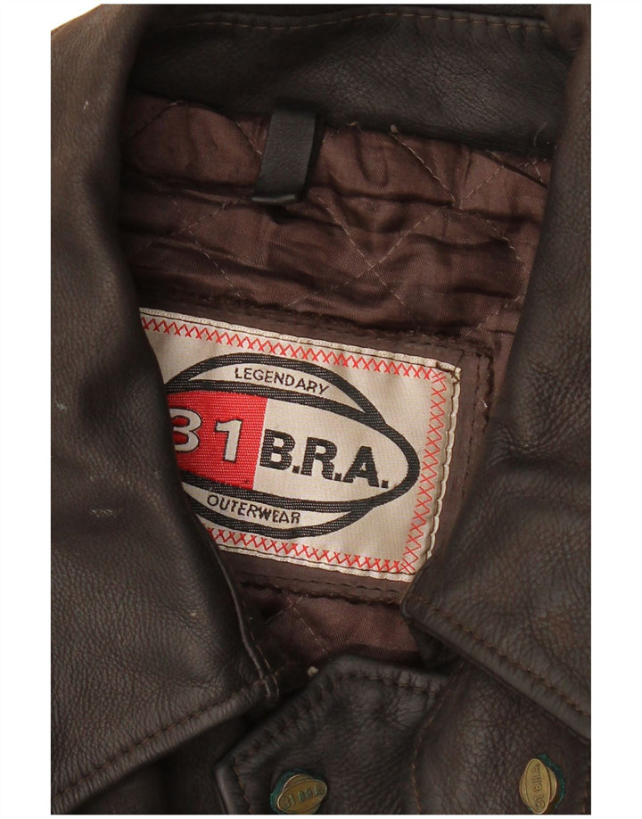 VINTAGE Mens Leather Jacket UK 42 XL Brown