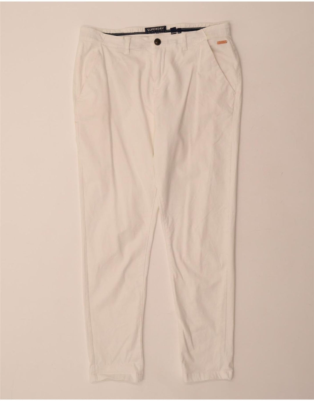 SUPERDRY Womens Slim Chino Trousers UK 16 Large W34 L29 White Cotton