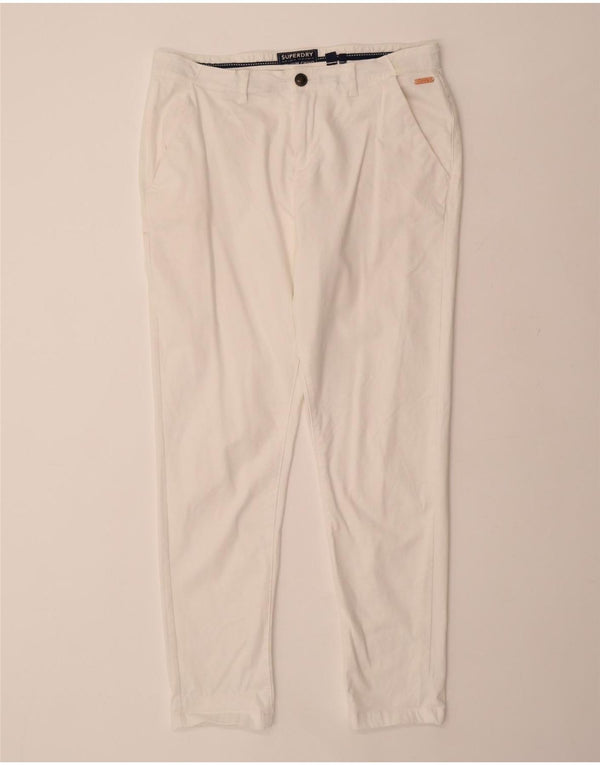SUPERDRY Womens Slim Chino Trousers UK 16 Large W34 L29 White Cotton