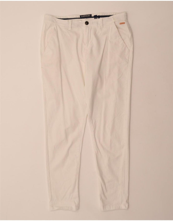 SUPERDRY Womens Slim Chino Trousers UK 16 Large W34 L29 White Cotton