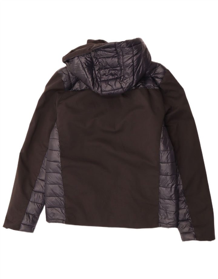 Brugi Mens Hooded Padded Jacket UK 40 Large Black Colourblock Polyester