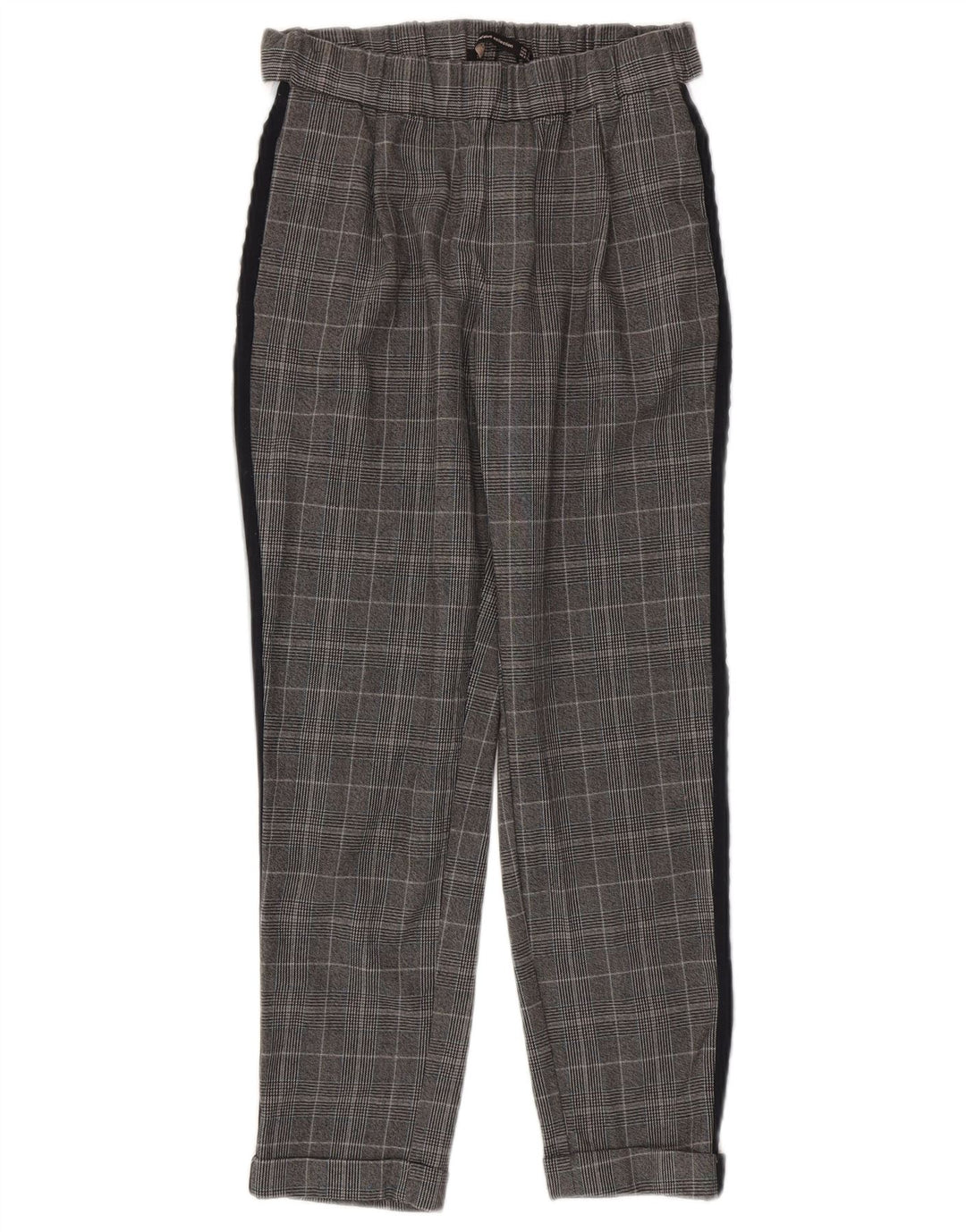 Zara Womens Slim Casual Trousers Small W26 L24 Grey Check Polyester