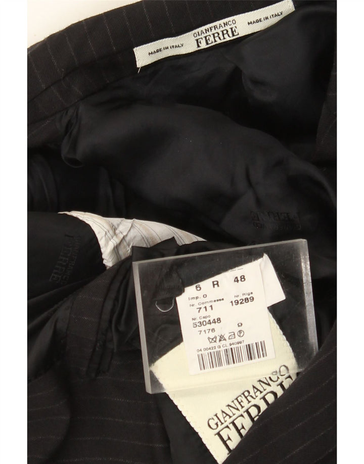 Gianfranco Ferre Mens 3 Button Blazer Jacket IT 48 Medium Black Pinstripe