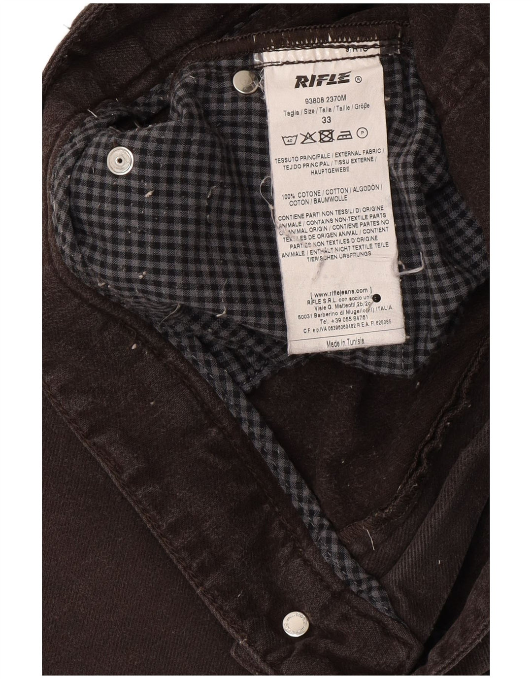 Rifle Mens Straight Jeans W33 L30 Grey Cotton