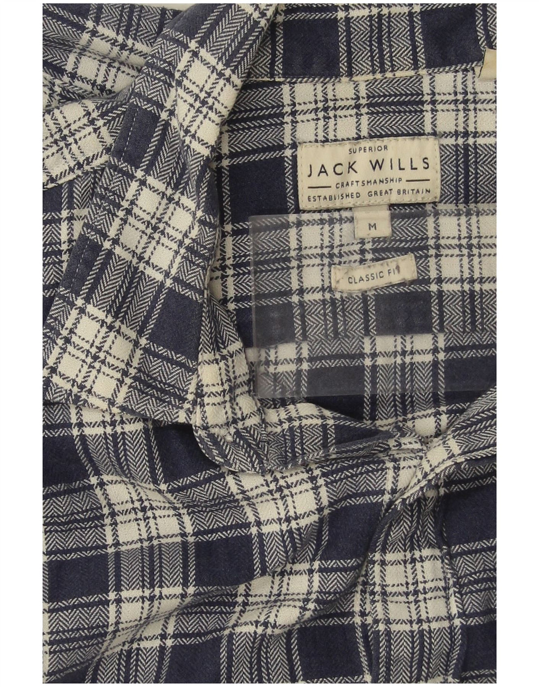 JACK WILLS Mens Classic Fit Flannel Shirt Medium Navy Blue Check Cotton