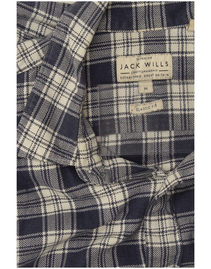 JACK WILLS Mens Classic Fit Flannel Shirt Medium Navy Blue Check Cotton