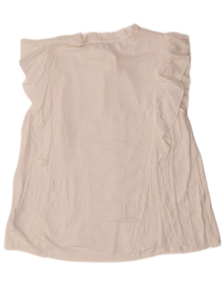 MONSOON Womens Short Sleeve Shirt Blouse UK 14 Medium White Viscose