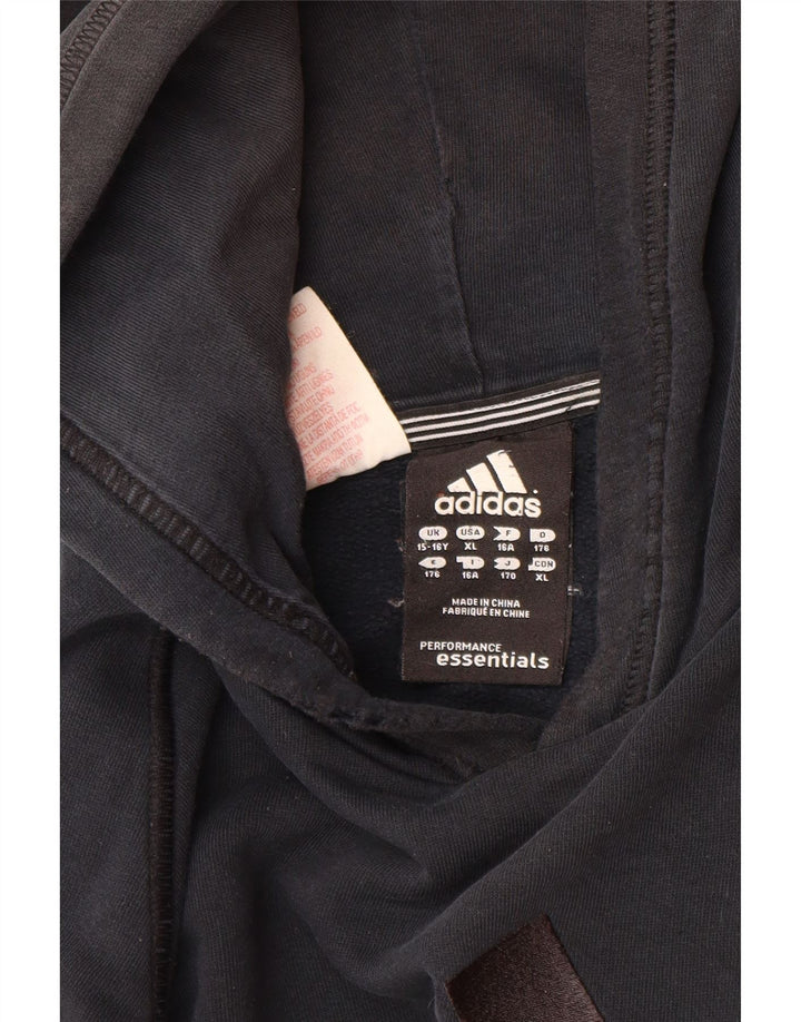 ADIDAS Boys Graphic Hoodie Jumper 15-16 Years Black