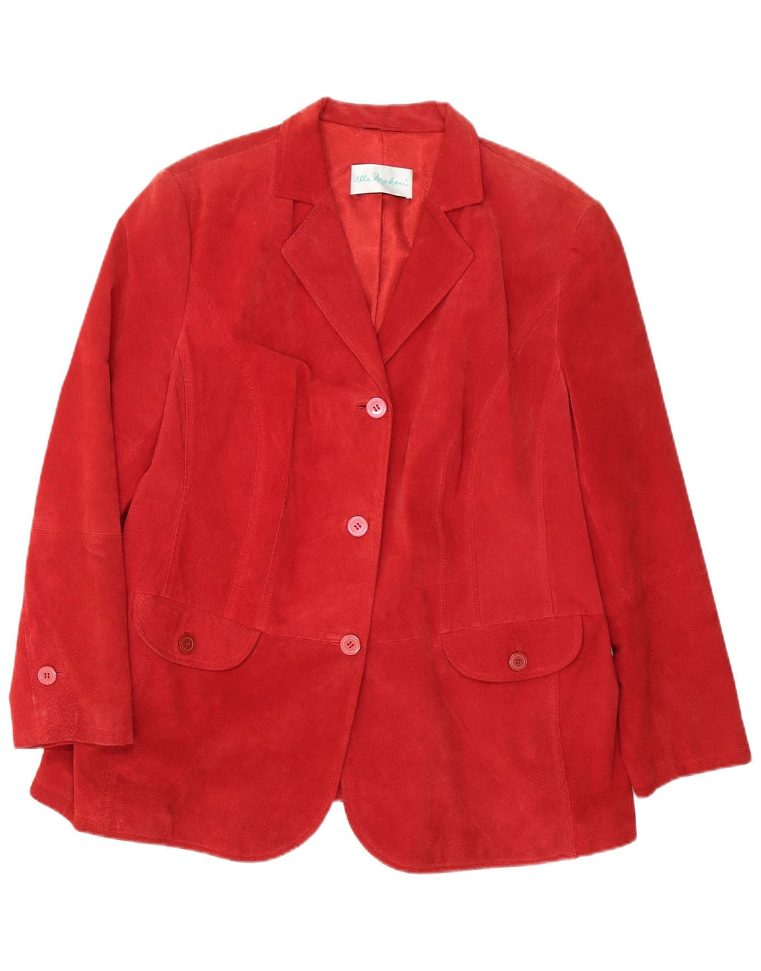 Vintage Womens 3 Button Suede Blazer Jacket UK 26 5XL Red Leather
