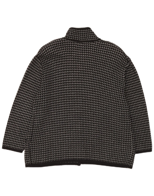 Settebello Mens Cardigan Sweater XL Black Check Acrylic