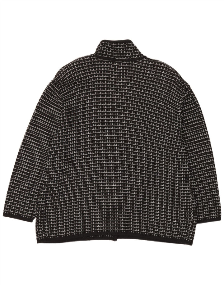 Settebello Mens Cardigan Sweater XL Black Check Acrylic