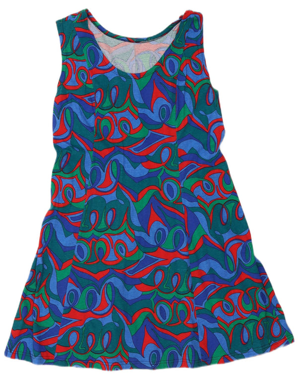 Vintage Womens Abstract Pattern A-Line Dress UK 12 Medium Multicoloured