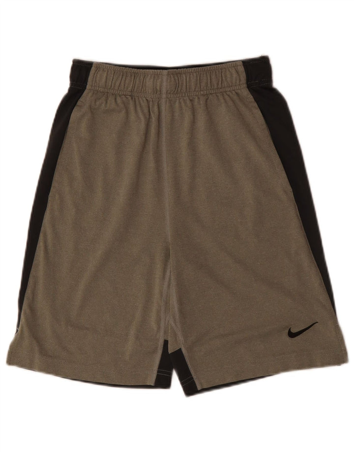 NIKE Boys Dri Fit Sport Shorts 12-13 Years Large Grey Colourblock