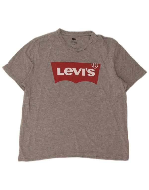 Levi's Womens Graphic T-Shirt Top UK 18 XL Grey Flecked